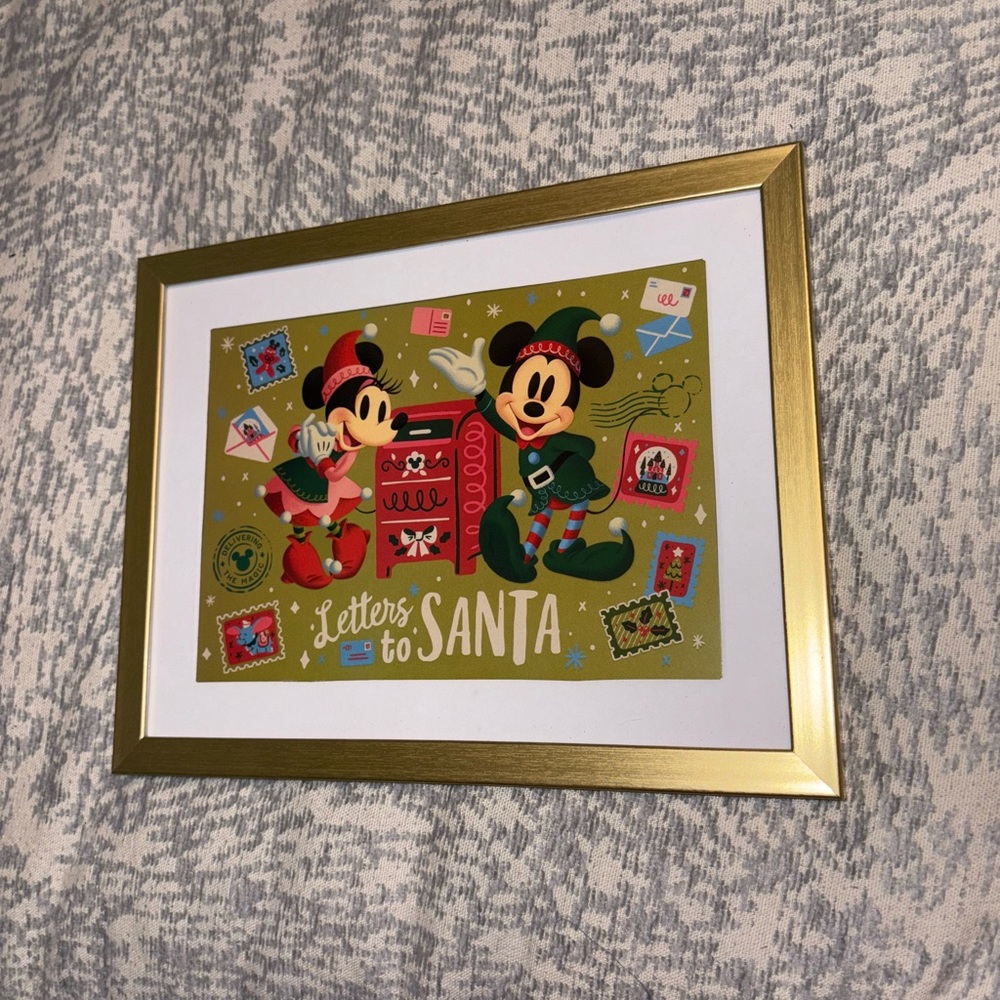 Disney letters to Santa Mickey Minnie Christmas gold frame print cardstock 5 x 7 - Picture 3 of 4